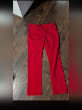 White House Black Market Red Straight-Leg Skinny Ankle Pants EUC